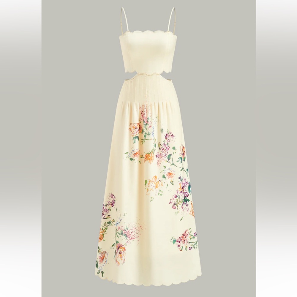 69. Commense $65 Floral Print Lace-Up Back Sleeveless Dress - Picture 7 of 7